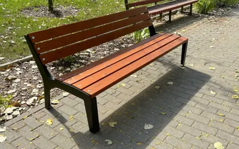 Solidna ławka z desek, idealna na jesienny spacer po parku.